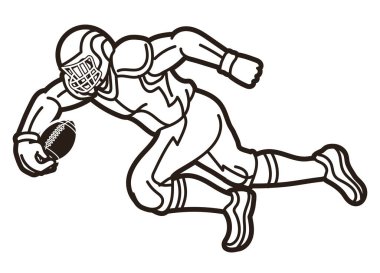 Amerikan Futbolcu Eylemi Çizgi Filmi Spor Grafik Vektörü