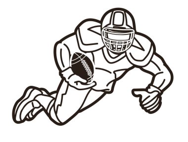 Amerikan Futbolcu Eylemi Çizgi Filmi Spor Grafik Vektörü