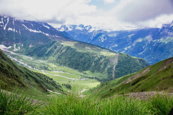 Hermoso Paisaje Montaña Con Hierba Verde Fresca —  Fotos de Stock