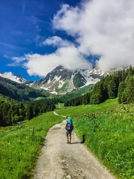 Senderismo Turístico Hermosa Montaña Los Alpes —  Fotos de Stock