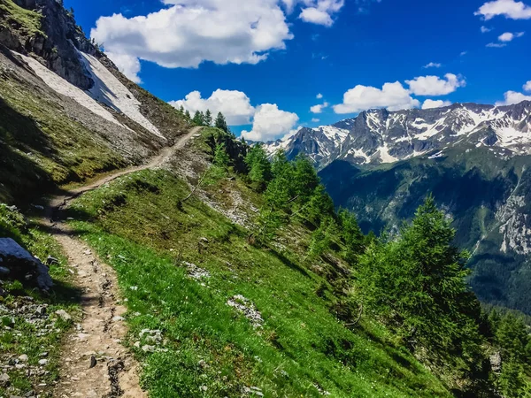 Hermoso Paisaje Montaña Con Hierba Verde Fresca —  Fotos de Stock