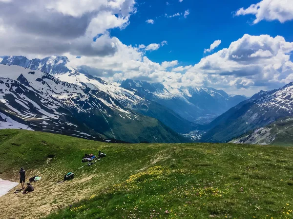 Turistické Pěší Turistiku Krásné Hoře Alp — Stock fotografie