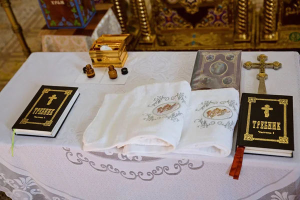 The font for the baptism of children in the Orthodox Church.