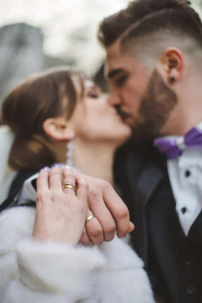 Hochzeitspaar Bräutigam Und Braut Zusammen Hochzeitstag Brautpaar Nach Der Trauung — Stockfoto