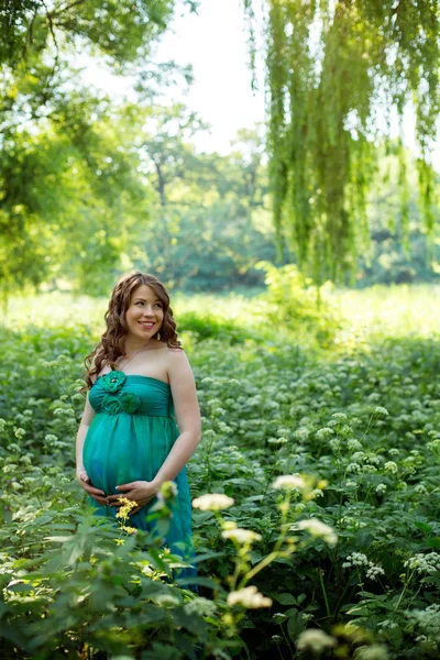 Hermosa Mujer Embarazada Posando Aire Libre — Foto de Stock