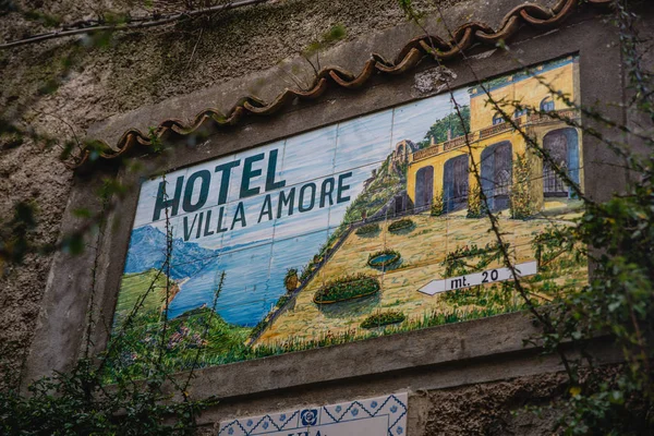 Sinal Hotel Villa Amore Aldeia Ravello Costa Amalfitana Itália — Fotografia de Stock