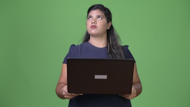 Studio Shot Young Overweight Beautiful Indian Businesswoman Chroma Key Green — Stock Video