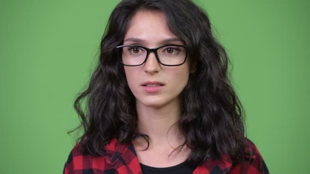 Young beautiful businesswoman looking shocked — Stock Video