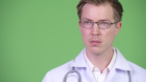 Portrait Of Young Man Doctor — Stock Video