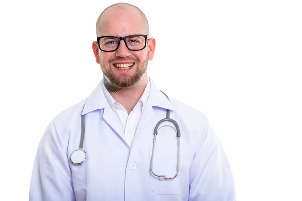 Студійний знімок молодого лисого м'язового лікаря — стокове фото