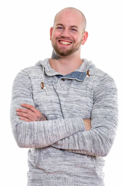 Estúdio tiro de jovem homem muscular careca — Fotografia de Stock