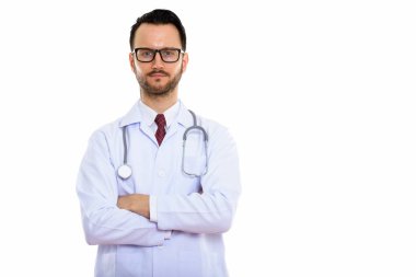 Genç yakışıklı sakallı adam doktor