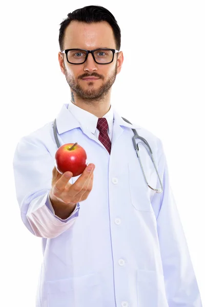 Mladý pohledný vousatý muž lékař — Stock fotografie