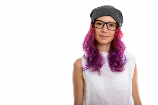 Studio colpo di giovane bella donna che indossa occhiali da vista — Foto Stock