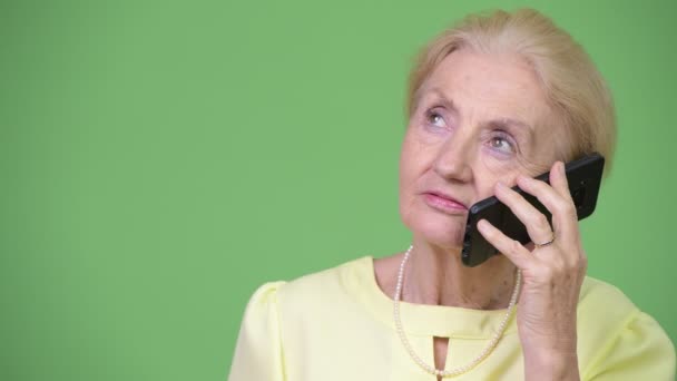 Studio Shot Beautiful Senior Businesswoman Chroma Key Green Background — Stock Video