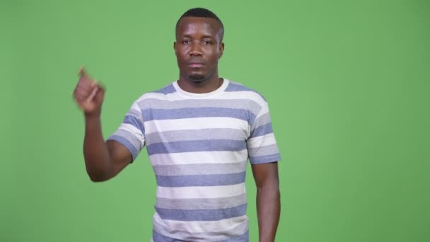 Studio Shot Young African Man Wearing Casual Clothing Chroma Key — Stock Video