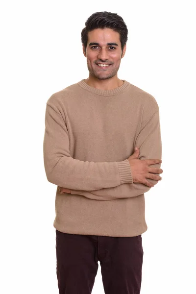Junger hübscher persischer Mann vor weißem Hintergrund — Stockfoto