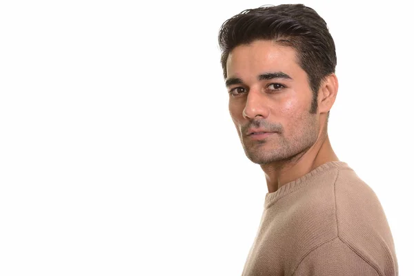 Mladý pohledný perský muž na bílém pozadí — Stock fotografie