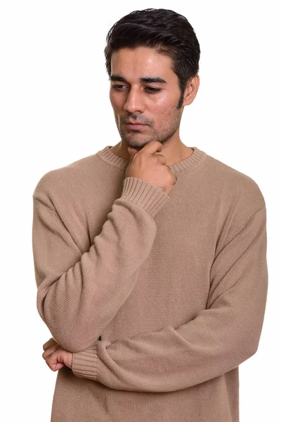 Fiatal jóképű perzsa férfi fehér háttér — Stock Fotó