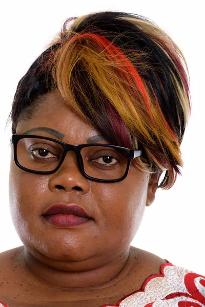 Tvář tlusté černošky africké ženy nosí brýle — Stock fotografie