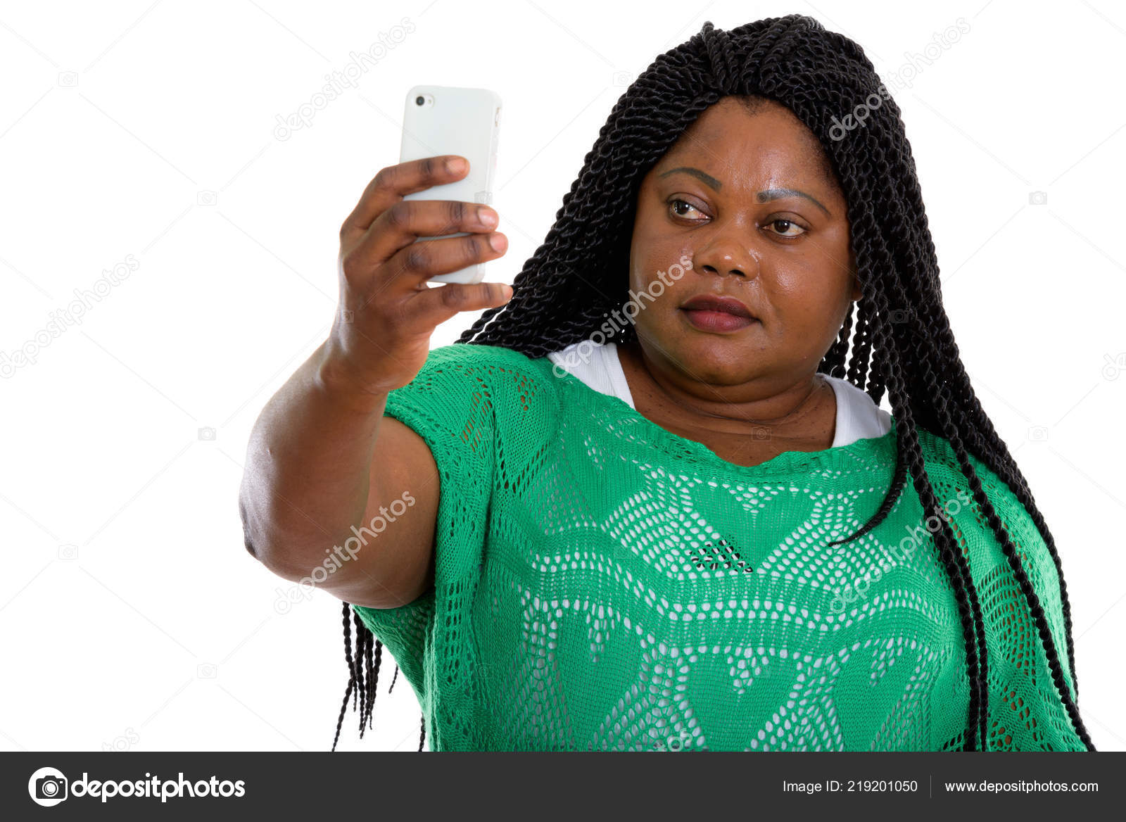Studio shot of fat black African woman taking selfie picture wit — Stock  Photo © amazingmikael #219201050, image size:1600x1168