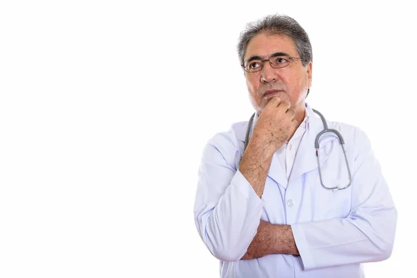 Captura de estudio de hombre persa mayor médico pensando — Foto de Stock