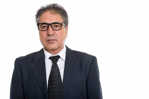 Студийный снимок персидского бизнесмена в очках — стоковое фото
