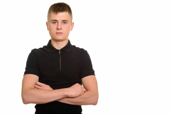 Young confident Caucasian man with arms crossed — Stock Photo, Image