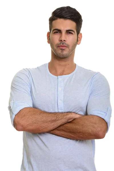 Junger schöner persischer Mann mit verschränkten Armen — Stockfoto