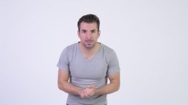 Mutlu İspanyol delikanlı iyi haber alma