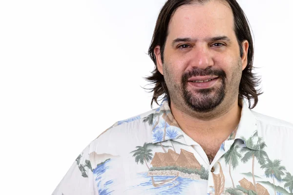 Happy fat Caucasian man smiling and looking at camera — Stock Photo, Image