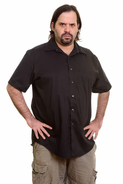 Angry fat Caucasian man looking at camera — Stock Photo, Image