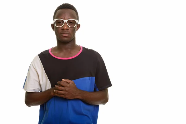 Portret młodzieńca Afryki w okularach — Zdjęcie stockowe