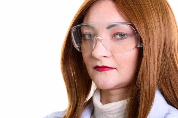 Primer plano de la doctora con gafas protectoras — Foto de Stock