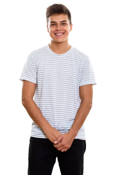 Studio shot of young happy man smiling — Stock Photo, Image