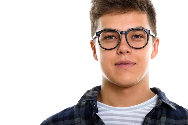 Primer plano de un joven guapo con anteojos — Foto de Stock