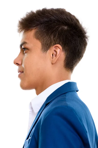 Zobrazení profilu tváře pohledný mladík nosit smoking — Stock fotografie