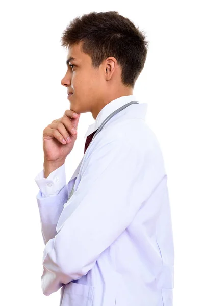 Вид профілю молодого красивого чоловіка лікар мислення — стокове фото