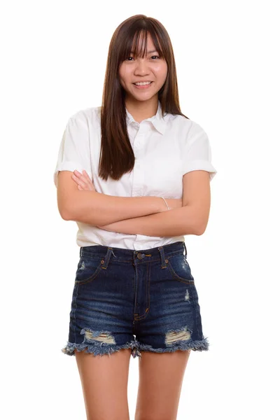 Porträt junger glücklicher asiatischer Teenager lächelnd — Stockfoto