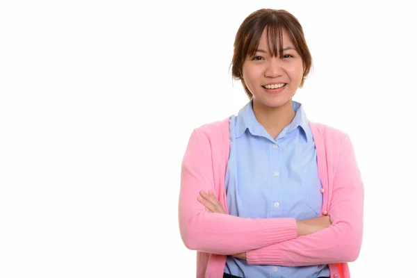 Portret van gelukkig Aziatische tiener meisje glimlachend — Stockfoto