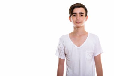Genç, yakışıklı İranlı bir gencin stüdyo fotoğrafı.