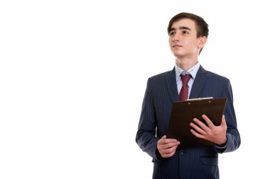 Genç yakışıklı İranlı genç işadamı kendimi stüdyo çekim