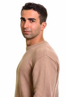 Beyaz arka planda genç, yakışıklı bir Pers 'in portresi