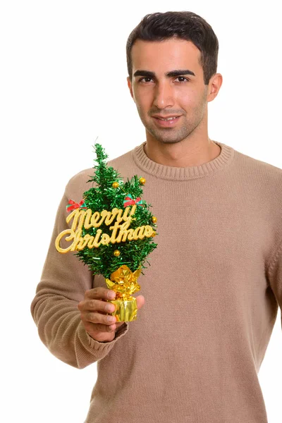 Retrato de jovem bonito homem persa pronto para o Natal — Fotografia de Stock