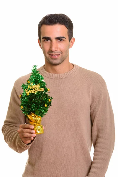 Retrato de jovem bonito homem persa pronto para o Natal — Fotografia de Stock