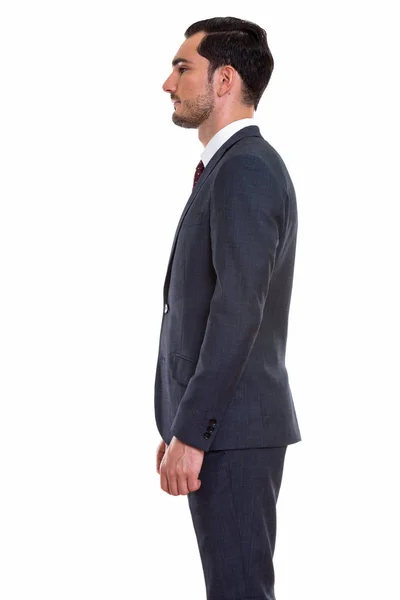 Profilo vista di giovane uomo d'affari bello in piedi — Foto Stock