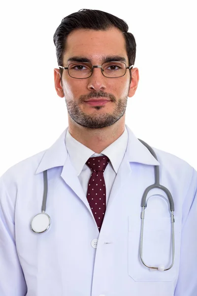 Estudio de tiro de joven hombre guapo médico con gafas —  Fotos de Stock