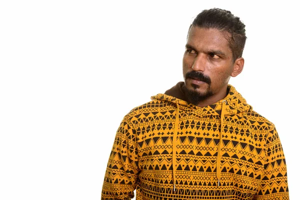 Young Indian man thinking studio portrait against white background — Stock Photo, Image