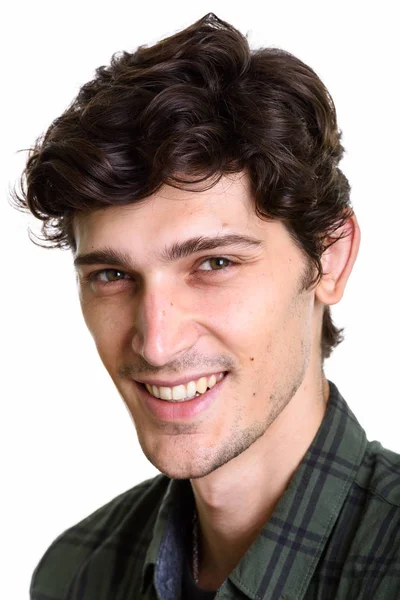 Rosto de jovem feliz bonito homem sorrindo — Fotografia de Stock