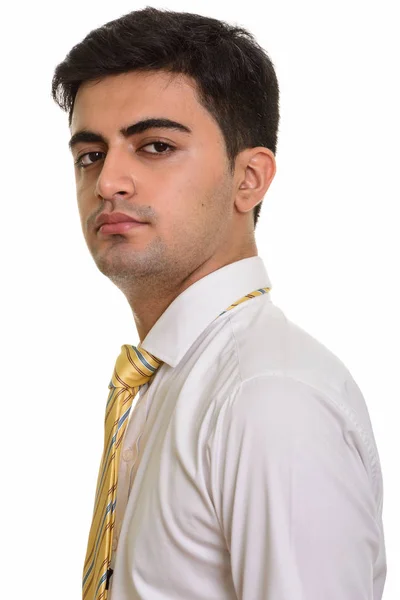 Gesicht eines jungen hübschen persischen Geschäftsmannes, der in die Kamera schaut — Stockfoto